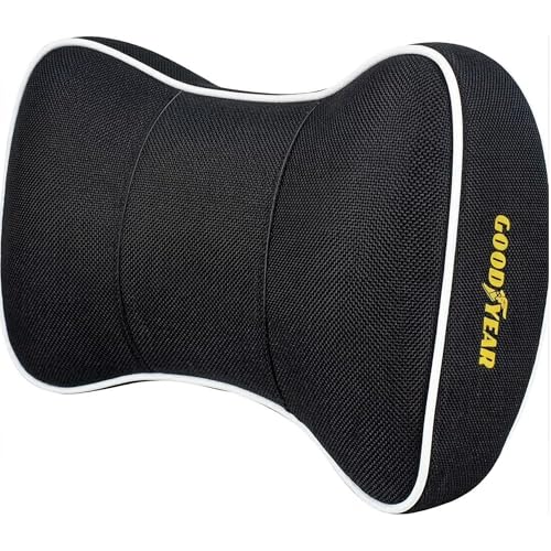 Goodyear Car Neck Pillow, Soft Memory Foam Headrest Pillow for Driving, Ergonomic Car Seat Headrest Cushion with Adjustable Strap, Breathable & Removable Cover, Neck Pain Relief, Black - color: Black