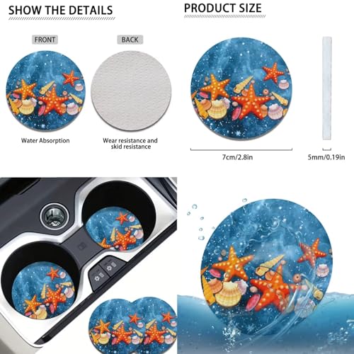 Beach Starfish 12 Pack Car Seat Covers Full Set Steering Wheel Covers Set Handbrake Gear Cover Car Accessories Set for Cars Seat Covers Fit for Truck Vans Suvs - color: Beach Starfish