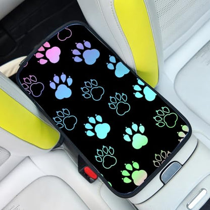Auto Center Console Cover, Car Armrest Box Pad,Black Dog Paw Print Soft Waterproof Auto Armrest Seat Box Cover Protector for Most Vehicle SUV Truck Car - color: Black Dog Paw Print