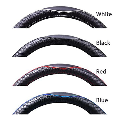 Flying Banner car Steering Wheel Covers Faux Leather Massage Piping Heavy Duty Ring Anti-Slip Sporty 15 Inches (Black Black)