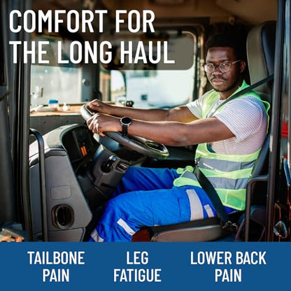 Everlasting Comfort Memory Foam Car Seat Cushion - Tailbone Pain Relief, Driving Seat Cushion for Short People - Office, Wheelchair, Gaming Chair, Travel - Non-Slip, Washable Cover