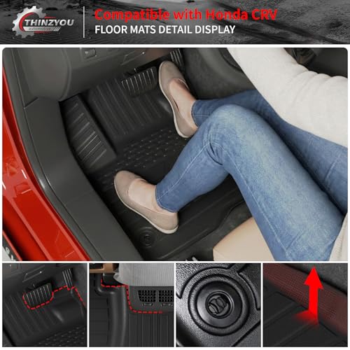 Floor Mats Compatible with 2023 2024 2025 2026 Honda CRV Cargo Mats Liner TPE Back Seat Cover Trunk Mats Fuel 2024 CR-V Accessories Non-Hybrid (Lower Deck, Trunk Mat+Backrest Mats+Floor Mats) - style: For Honda CRV Gas | 2023-2026