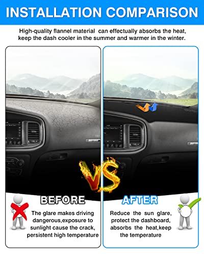 Autorder Dashboard Cover Mat for 2011-2023 Dodge Charger Accessories Dash Cover Flannel Dash Mat Sunshade Glare UV Rays Protector - size: 2011-2023 Dodge Charger