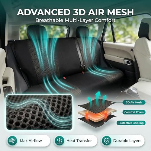 FH Group Car Seat Covers Classic Cloth Seat Covers Full Set with Gift – Universal Fit for Cars Trucks & SUVs (Black) FB102114 - color: Black, size: Full Set