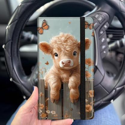 Car Registration and Insurance Holder for Women Men,Automobile License Document Card Holders Vehicle Glove Box Organizer Leather Accessories Driver Essential,Calf Butterflies Flowers - color: Calf Butterflies Flowers