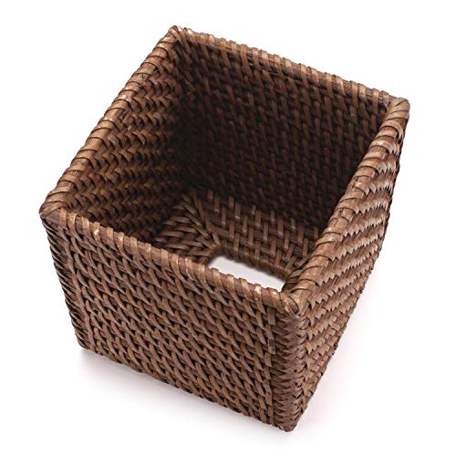 Rattan Tissue Box Cover Natural Woven Facial Napkin Holder Square (Honey Brown, 5.5x5.5x5.9 Inch) - color: Honey Brown