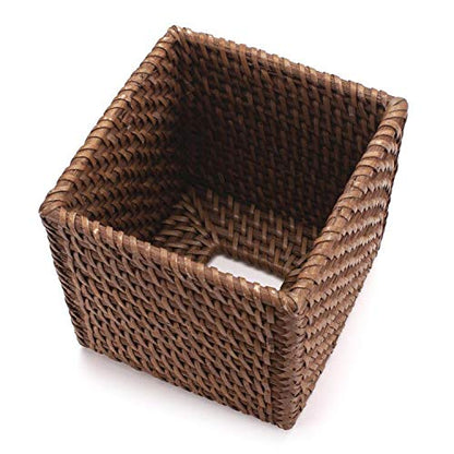 Rattan Tissue Box Cover Natural Woven Facial Napkin Holder Square (Honey Brown, 5.5x5.5x5.9 Inch) - color: Honey Brown