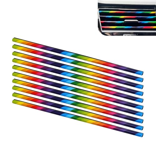 10PCS Car Air Conditioner Outlet Decoration Strip, PVC Waterproof Scratch-resistant Air Conditioner Vent Protector, Personalized Cuttable DIY Trim, Universal for Most Cars (Multicolored) - color: Multicolored