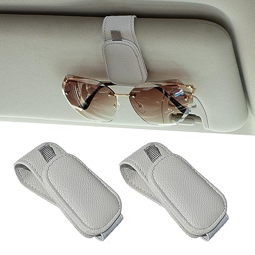 Yuoyar 2 Packs Magnetic Sunglass Holder for Car Visor (Grey) | Magnetic Interior Car Accessories - color: Grey, size: 2pcs