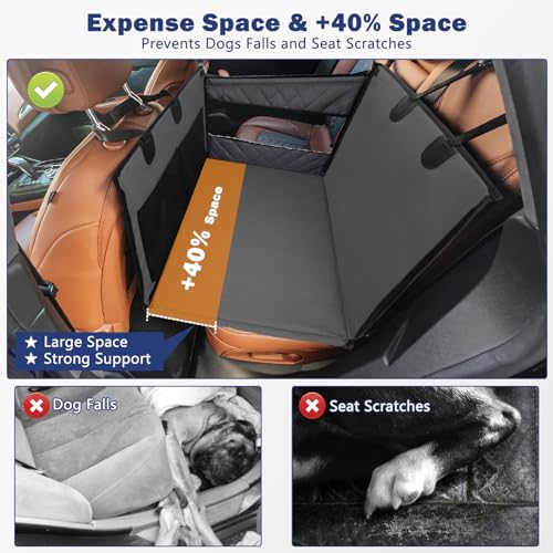 MIXJOY Dog Car Seat for Large Medium Dogs, Back Seat Extender for Pets, Waterproof Pet Carseat for Medium Sized Dog, Hammock for Pet, with Storage Pocket for Cars/SUV/Truck(L-28 * 22 * 20.5in) - size: L