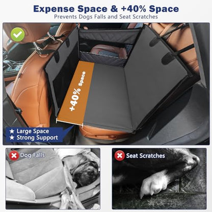 MIXJOY Dog Car Seat for Large Medium Dogs, Back Seat Extender for Pets, Waterproof Pet Carseat for Medium Sized Dog, Hammock for Pet, with Storage Pocket for Cars/SUV/Truck(L-28 * 22 * 20.5in) - size: L