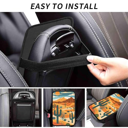 Universal Car Center Console Cushion Pad, Desert Cactus Soft Waterproof Car Center Console Cover Auto Armrest Seat Box Cover Protector for Most Vehicle SUV Truck Car - color: Desert Cactus