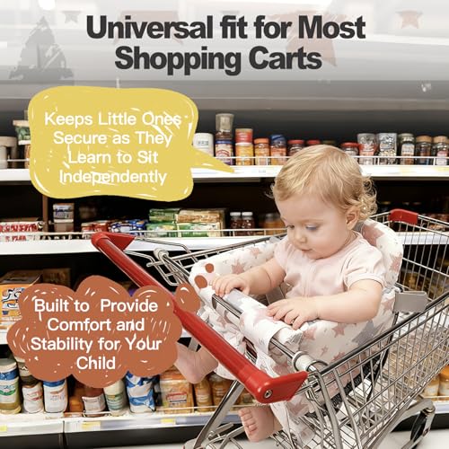 Padded Shopping Cart Cover for Baby Boy & Girl, High Chair Cover for Restaurant Seat, Machine Washable Infant Toddler Buggy Seat Cover,Compatible with High Back Full Bucket Swing(Star)