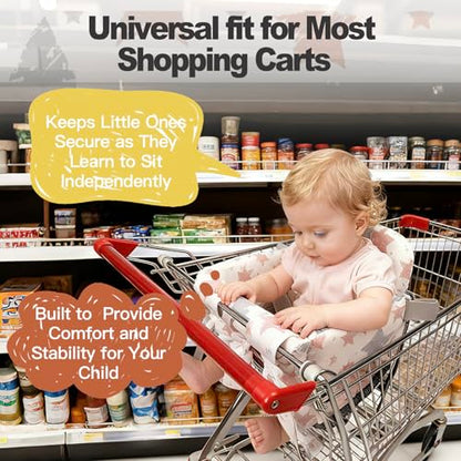 Padded Shopping Cart Cover for Baby Boy & Girl, High Chair Cover for Restaurant Seat, Machine Washable Infant Toddler Buggy Seat Cover,Compatible with High Back Full Bucket Swing(Star)