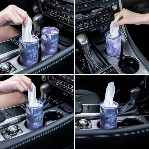 Car Tissue Holder, 4 Pack Car Cup Holder Facial Tissues with Travel Tissue Bag, Quick and Convenient Flower Combination Box(4 Canisters/200 Tissues) Purple - color: Purple-White