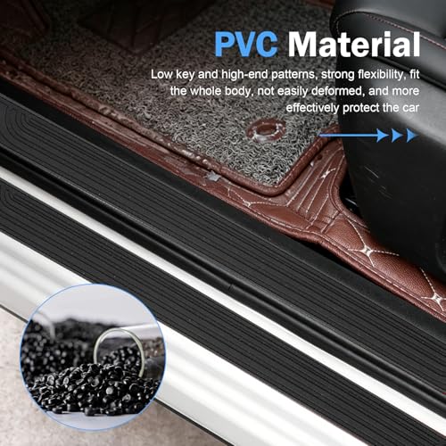 4PCS Car Door Sill Protector, PVC Anti-scratch Anti-slip Door Edge Protector, Self-adhesive Carbon Fiber Texture Exterior Accessories, for Most Cars (Black)