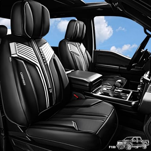 CAR PASS Nappa Leather Seat Covers, Breathable Waterproof Car Seat Covers Full Set, Luxury Leather Front and Back Seats Full Coverage, Universal Fit SUV Pick-up Truck Sedan Automotive(Black Sliver) - color: Black Silver, size: Full Set Full Coverage