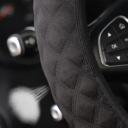 zipelo Elastic Stretch Steering Wheel Cover, Microfiber Breathable Ice Silk, Universal 15 Inch Anti-Slip Car Steering Wheel Protector, Warm in Winter and Cool in Summer, for Men and Women (Black)