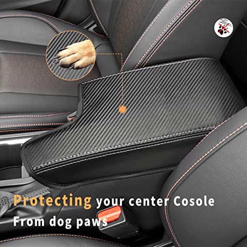 INTGET Car Center Console Armrest Cover for Subaru Crosstrek Accessories 2018-2022 2023 Impreza 2017-2023 Leather Arm Rest Box Lid Cover Seat Protector (Black with Carbon Fiber Texture) - color: black with carbon fiber texture