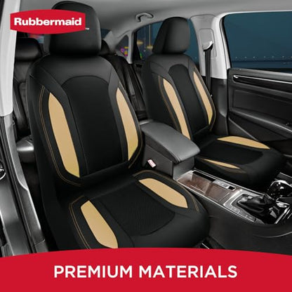 Rubbermaid Leather Mesh Car Seat Covers, Breathable Air Mesh Front Seat Cover, Universal Fit Slip-on Design, Airbag Compatible, Automotive Seat Protector for Most Cars, SUVs, Trucks, Vans-Beige - color: Beige