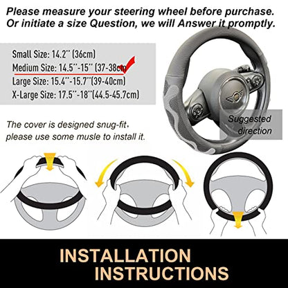 PINCTROT Comfy Grip Steering Wheel Cover, Anti-Slip Design, Universal 14.5-15 Inch(Silicone Gray) - color: 4.Gray, size: Medium(Standard) Size[14 1/2''-15'']