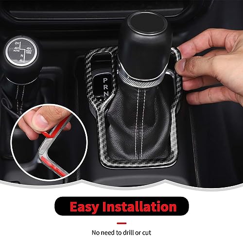 Carbon Fiber Cup Holder Trim Cover Gear Shift Cover Center Console Decoration Interior Accessories Compatible with Jeep Wrangler JL JLU & Gladiator JT 2018-2024