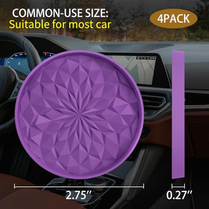 Car Coasters for Cup Holders [4 Pack] - 2.75In Silicone Auto Mug Mats - Universal Non-Slip Recessed Car Interior AccessoriesDeep Purple - color: 4pack-deep Purple