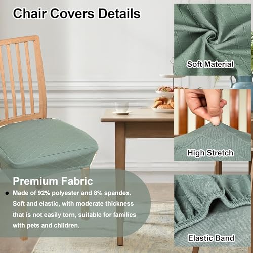 CRFATOP Waterproof 4pcs Dining Chairs Seat Covers with Soft Bench Chair Cover Stretch Kitchen Chair Slipcover Washable Seat Cushion Slipcover Protector for Hotel Ceremony Banquet Wedding,Green - color: Jacquard Green
