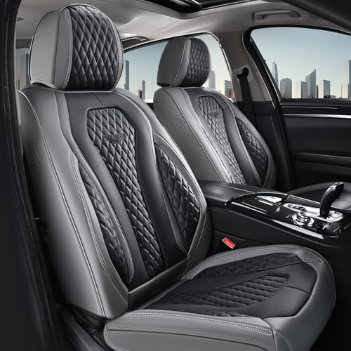 Coverado Car Seat Covers Full Set, Black Seat Covers, Automotive Car Seat Cover, Car Seat Cushion, Car Seat Covers Front Seats Back Seat Covers, Car Seat Protector Universal Fit Most Cars - color: Gray/Black, size: FullSet