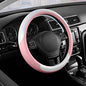 Road Comforts Steering Wheel Cover – Breathable Leather Steering Wheel Cover, Anti-Slip Grip, Universal Fit 14.5” to 15”, Heat & Cold Resistant for Cars, SUVs, and Trucks –Shining White & Pink - color: White&Pink