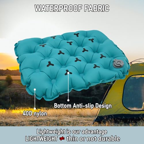 Inflatable Seat Cushion, Lightweight Stadium Seat Pad, Travel Air seat Cushion Anti-Slip for Airplane, Long Flight, Hiking, Climbing, Home and Camping,Peacock Blue - color: Peacock Blue