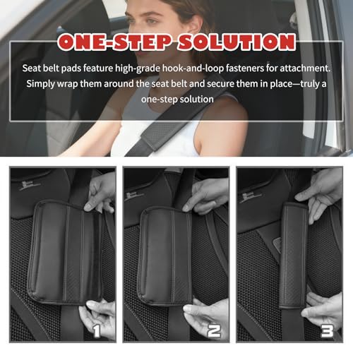 2PCS Leather Car Seat Belt Cover Pad,Stylish Seatbelt Covers with Diamond-Patterned Designs,Comfortable & Breathable Car Seat Strap Pads for Neck & Shoulder Pain Relief (Black/2PCS) - color: Black/2PCS