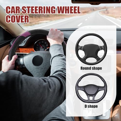 Car Steering Wheel Cover, Steering Wheel Protector, Universal 14.5-15 Inch Microfiber Leather Breathable Auto Steering Wheel Covers, Carbon Fiber Steering Wheel Cover for Women Men (Purple) - color: Purple