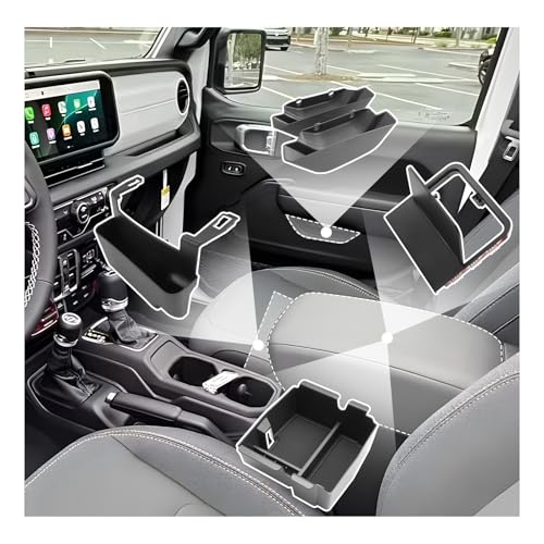 SXCY [4PCS Tray for 2025 2026 Jeep Wrangler Center Console Organizer for 2018-2026 Jeep Wrangler Accessories [2 Armrest Tray+Privacy Storage+Door Storage] 2023-2025 2026 Wrangler Console Organizer - color: 2018-2026 Wrangler/Gladiator 4PCS