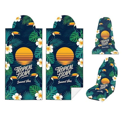 2 Pack Car Seat Towel Covers, Sweat-Proof Microfiber Seat Protectors for Gym, Running, Beach & Workout, Breathable Quick-Dry, Machine Washable, Tropical Toucan Print, Universal Fit - color: Tropical Toucan