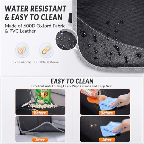 Gimars Car Seat Protector, 2 Pack, XL Thicken EPE Cushion Waterproof 600D Fabric Car Seat Cover for Child Car Seat with Nonslip Backing Mesh Pockets for Baby SUV Sedan Truck Leather Seats, Black-Gray - color: B-2PACK