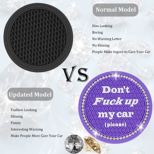 Car Cup Coasters 2 Pack - Bling Interior Accessories, Universal Cup Holder Inserts for SUV/Truck (Purple, 2PC) - color: Purple-2pc