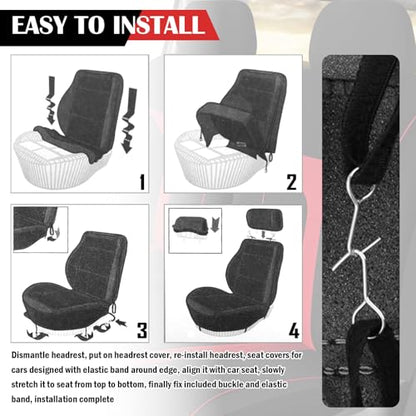 4PCS Car Seat Covers Full Set,Breathable Front Seat Covers for Cars for Reducing Back Sweating & Protection,Stylish Car Cover Seats with Reddish Line Cars Interior Accessories (Red)