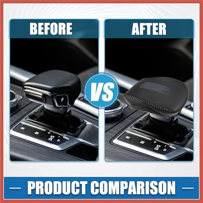 ACROPIX Gear Shifting Knob Cover Automatic Transmission Lever Trim for Mitsubishi Outlander PHEV GN0W GN Series 2022-2023 Faux Leather Black Car Parts