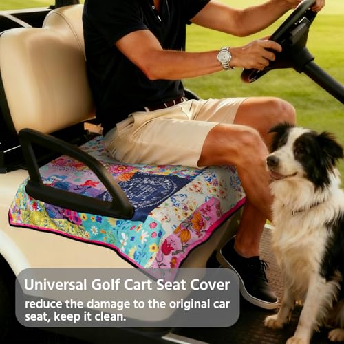 Golf Cart Seat Covers, Universal Golf Cart Seat Towel Blanket for Yamaha, EZGO, Club Car, Icon and More 2-Seat Carts, 100% Microfiber Keeps Seat Comfortable and Clean - color: quilt