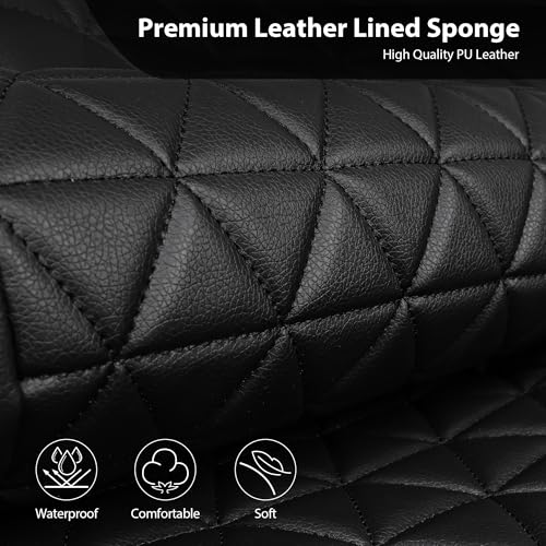 CAR PASS Bling Diamond Black Leather Car Seat Covers Full Sets Interior Sets, Waterproof Shining Glitter Sparkly Crystal Universal Armrest Fit Automotive Truck SUV Cute Women Girl, Black PU Rhinestone - color: Black Rhinestone, size: Full Set