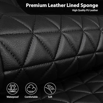 CAR PASS Bling Diamond Black Leather Car Seat Covers Full Sets Interior Sets, Waterproof Shining Glitter Sparkly Crystal Universal Armrest Fit Automotive Truck SUV Cute Women Girl, Black PU Rhinestone - color: Black Rhinestone, size: Full Set