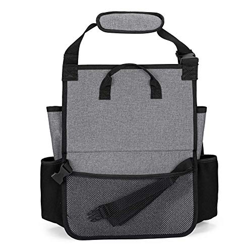 LUXJA Car Front Seat Organizer with Cover and Laptop Sleeve, Car Seat Organizer with Back Adjustable Straps, Gray - color: Gray