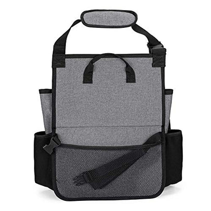 LUXJA Car Front Seat Organizer with Cover and Laptop Sleeve, Car Seat Organizer with Back Adjustable Straps, Gray - color: Gray