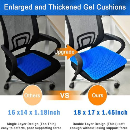 Honeycomb Gel Seat Cushion, Gel Cushions for Pressure Relief, Breathable Cooling Chair Cushion for Office Chair, Car & Wheelchair