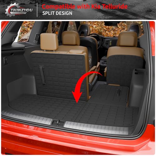 Floor Mats Compatible with 2020-2025 Kia Telluride 7&8 Seats (NOT for 2027) Cargo Mat Cargo Liner Back Seat Cover 2024 Telluride Accessories (Trunk Mat with Backrest Mats+Floor Mats) - style: For Kia Telluride | 2020-2025