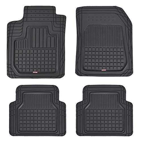 Motor Trend Flextough Semi-Custom Fit Car Floor Mats for Coupe Sedan Van SUV & Truck - Odorless Heavy Duty Rubber Floor Liners 4 Pieces Set - Trimmable (Black) (MT180)