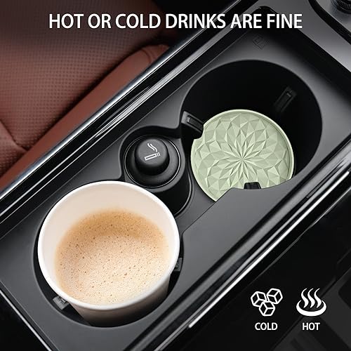 Car Coasters for Cup Holders [4 Pack] - 2.75In Silicone Auto Mug Mats - Universal Non-Slip Recessed Car Interior AccessoriesDesert Sage - color: 4pack-desert Sage