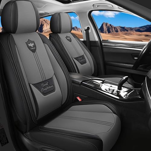Car Seat Covers for Front Seats (2 Seats) - Premium Perforated Nappa Leather,Waterproof Shield, Omni-Adapt Fit for SUVs Sedans, Ideal for Rideshare & Pets
