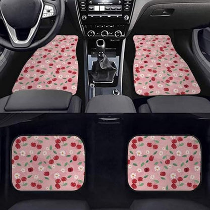 Cherry Flower Pink Car Floor Mats Front & Rear Car Mats Set of 4pcs Car Carpet Universal Fit for SUV,Vans,sedans,Trucks - color: Cherry Flower Pink